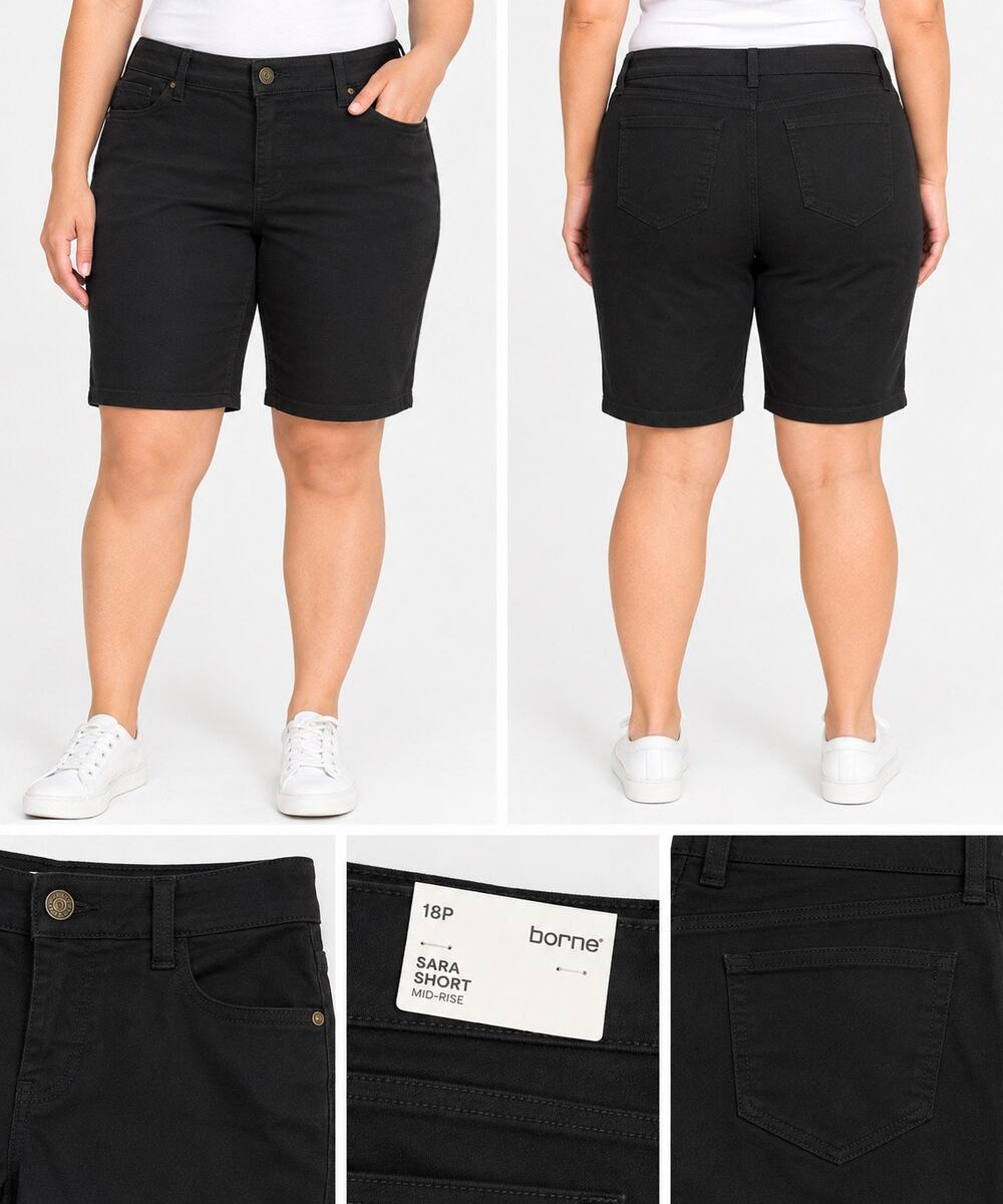 Liz Claiborne Sara Black Mid-Rise Shorts – Size 18 Petite